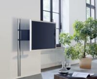 123-2-TV-Design-Wandhalterung Edelstahl Modern große Fernseher langer Schwenkarm